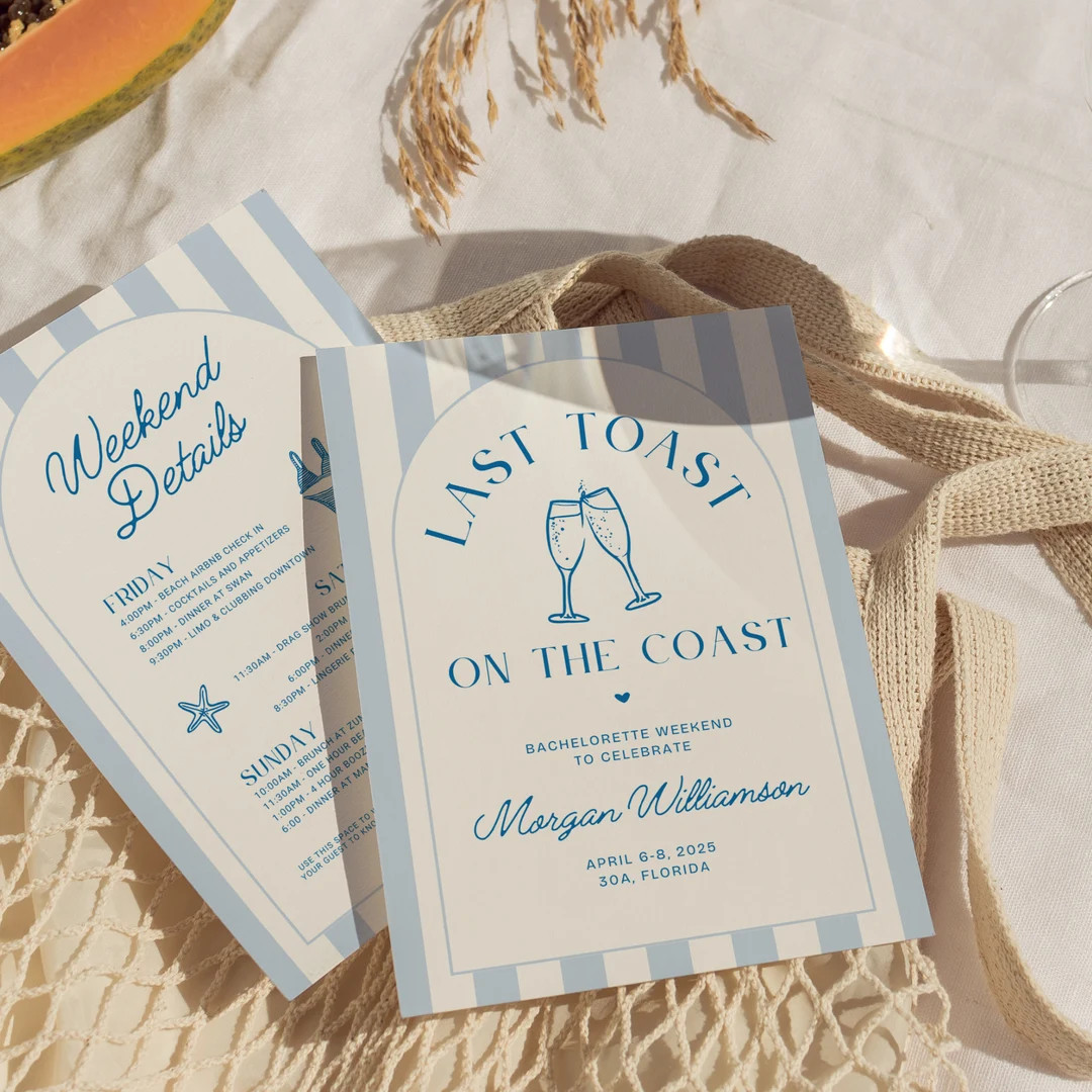 Last Toast on the Coast Bachelorette Itinerary, Beach Bachelorette Party Invitation, 30A Bachelor... | Etsy (US)
