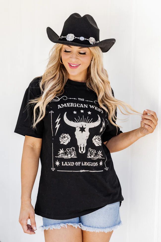 American West Black Oversized Graphic Tee | Pink Lily