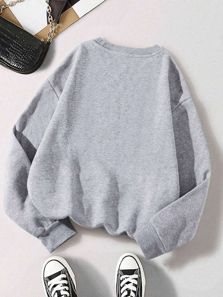 Tween Girl Casual Long Sleeve Cartoon Baseball Print Graphic Tee Shirts Crew Neck Sweatshirts Pul... | SHEIN