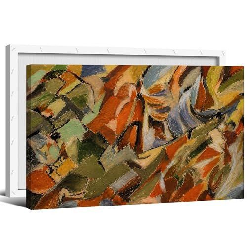 Abstract Earthy Tone Landscape Canvas Wall Art, Modern Neutral Tones Painting Poster, Rustic Green Brown Abstract Print, Contemporary Muted Wall Decor for Living Room Bedroom 24x36in Wrapped Canvas | Amazon (US)