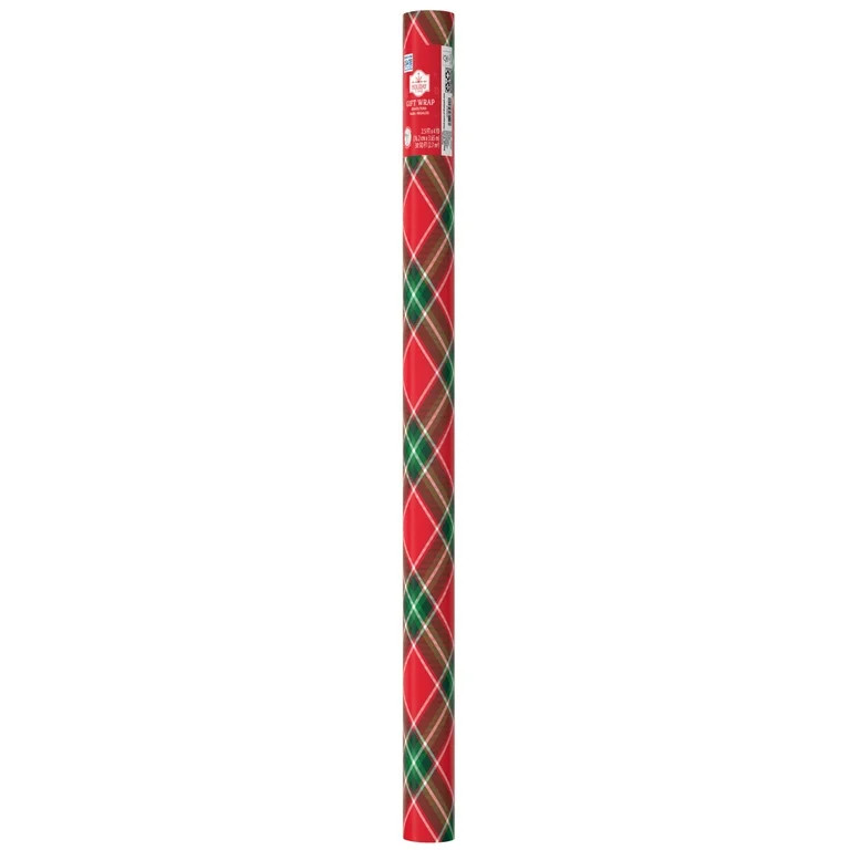 Red and Green Plaid Christmas Wrapping Paper, 30 sq ft, by Holiday Time | Walmart (US)