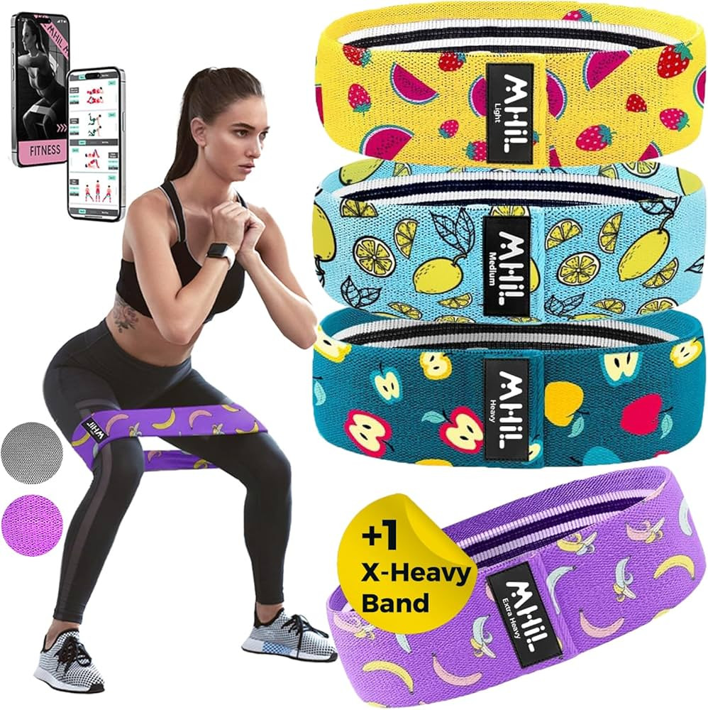 Fabric Resistance Bands for Working Out – 4 Durable Exercise Bands for Women & Men, Non-Slip & ... | Amazon (US)