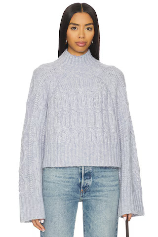Tularosa Arta Mock Neck Cable Sweater in Light Dusty Blue from Revolve.com | Revolve Clothing (Global)