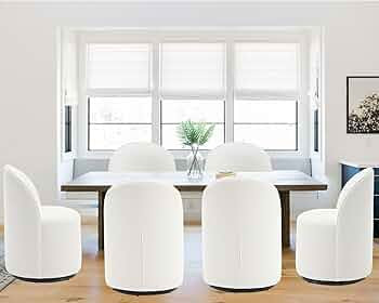 Upholstered Kitchen & Dining Room Barrel Chairs Set of 6, Mid Century Modern Round Velvet Dining ... | Amazon (US)