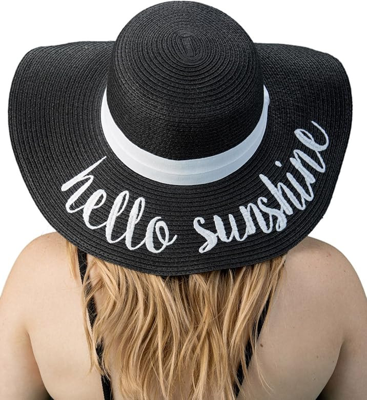 Women’s Bold Cursive Embroidered Adjustable Beach Floppy Sun Hat | Amazon (US)