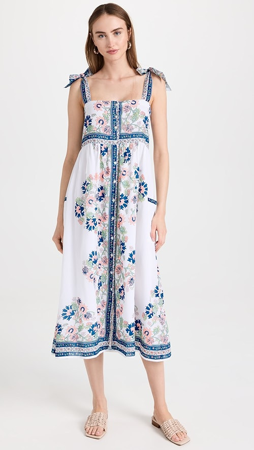 Tie Shoulder Dress in Rose Border Print | Shopbop