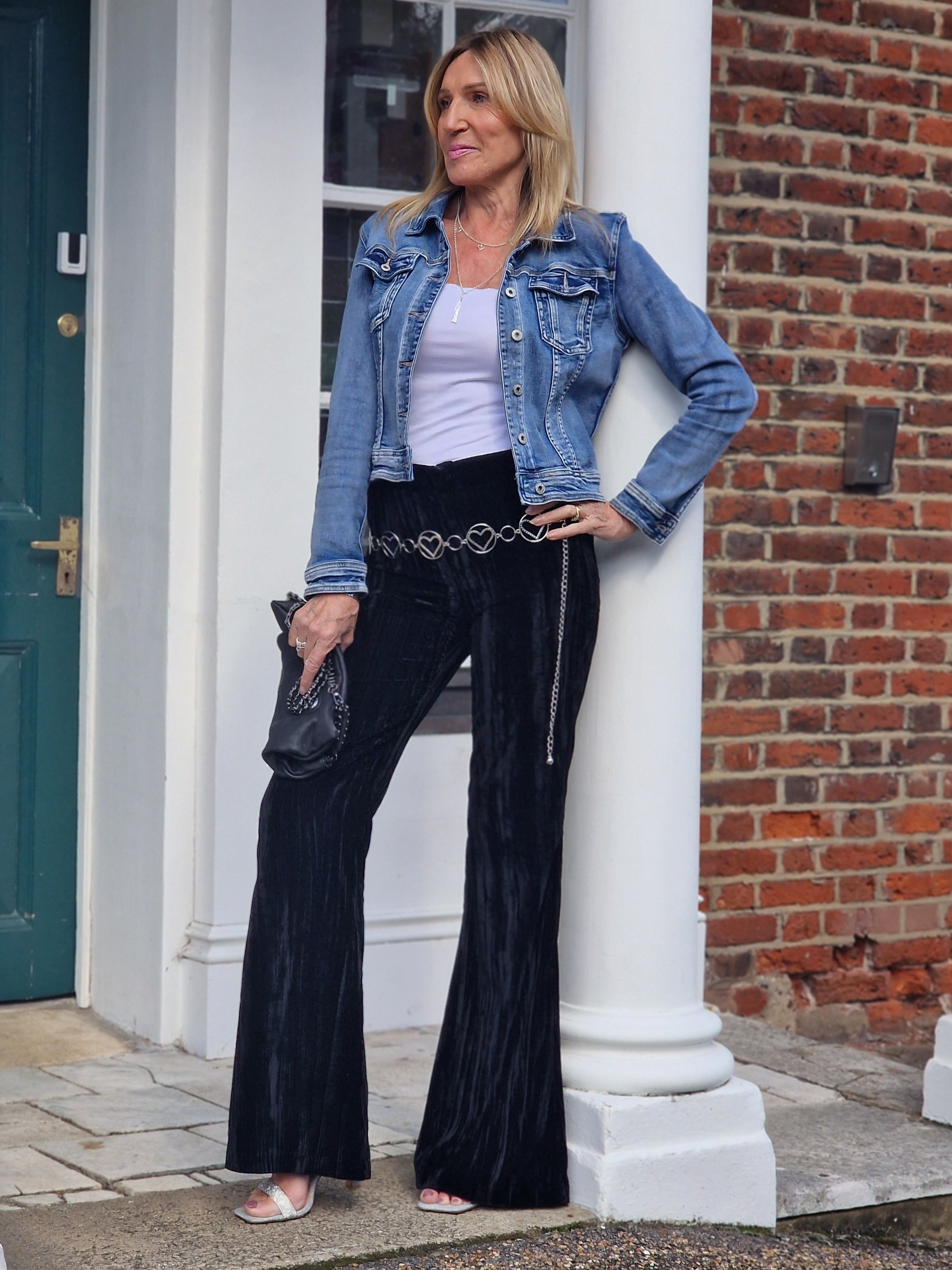 Black velvet flares with denim

#LTKuk #LTKeurope #FashionMonth