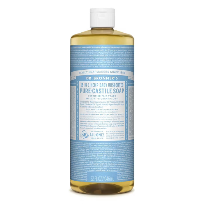Dr. Bronner's 18-In-1 Hemp Baby Pure Castile Soap - Unscented - 32 fl oz | Target