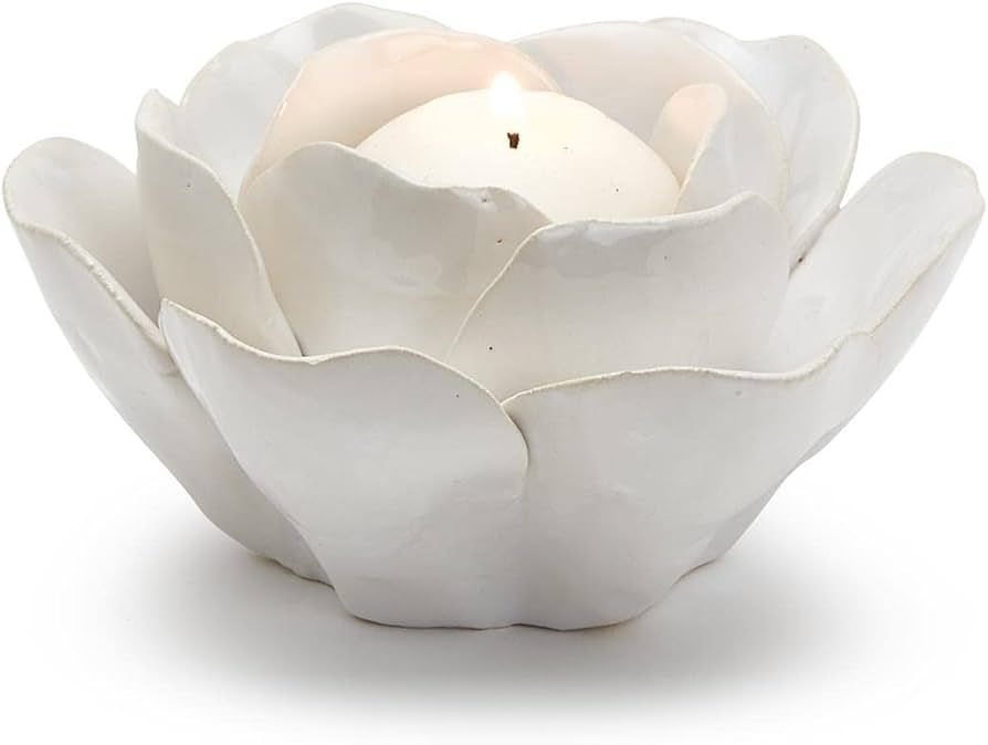 Two's Company La Vie En Blanc Rose Tealight Candleholder - Porcelain | Amazon (US)