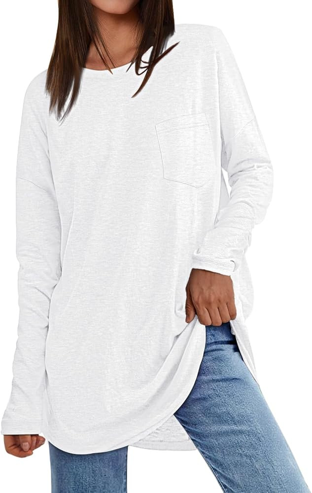 AUTOMET Womens Tops Long Sleeve Shirts Casual Basic Crewneck Oversized Tee Loose Fit Fall Fashion... | Amazon (US)