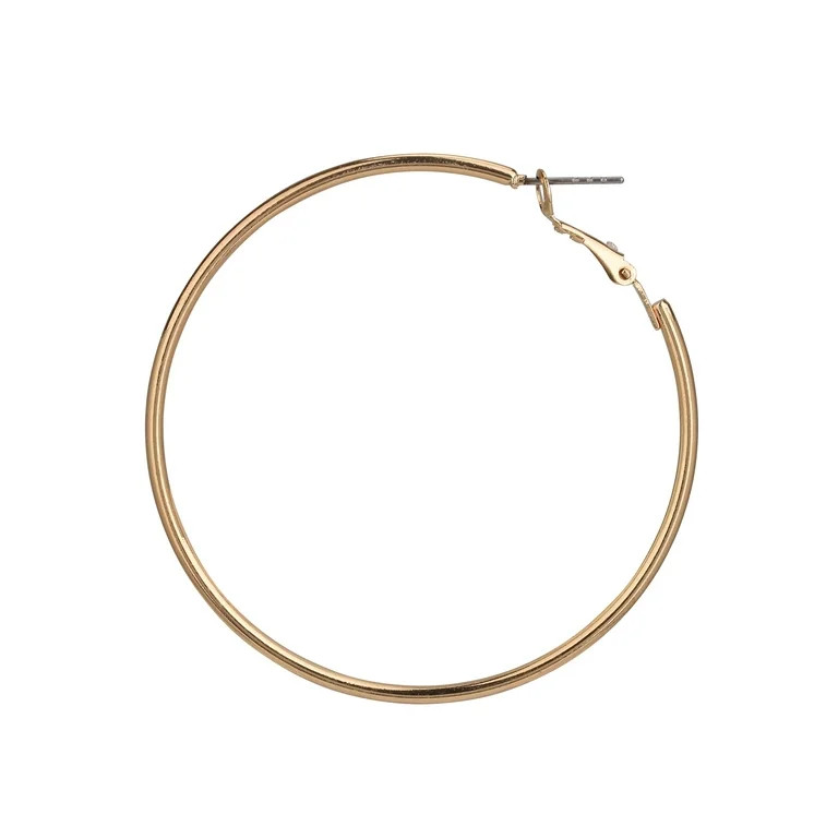 Time and Tru Adult Women's Gold Tone Metal Hoop Earring | Walmart (US)