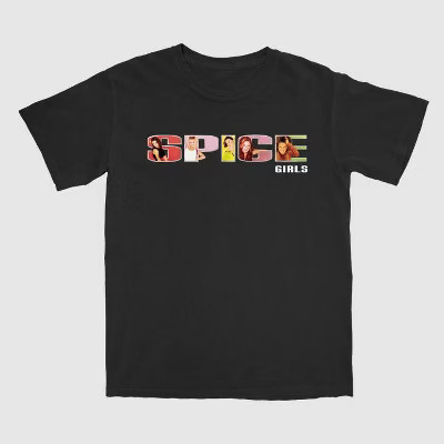 Men's Spice Girls Graphic T-Shirt - Black S: Cotton Crew Neck, Short Sleeve, Band Logo, | Target