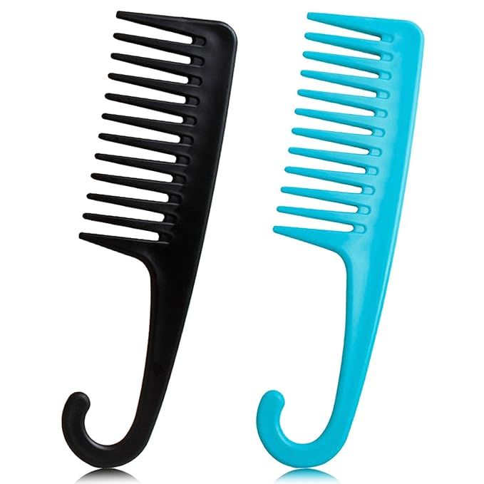2PCS Premium Wide Tooth Comb, Shower Combs for Wet Curly Hair, Large Conair Detangling Comb with ... | Amazon (US)