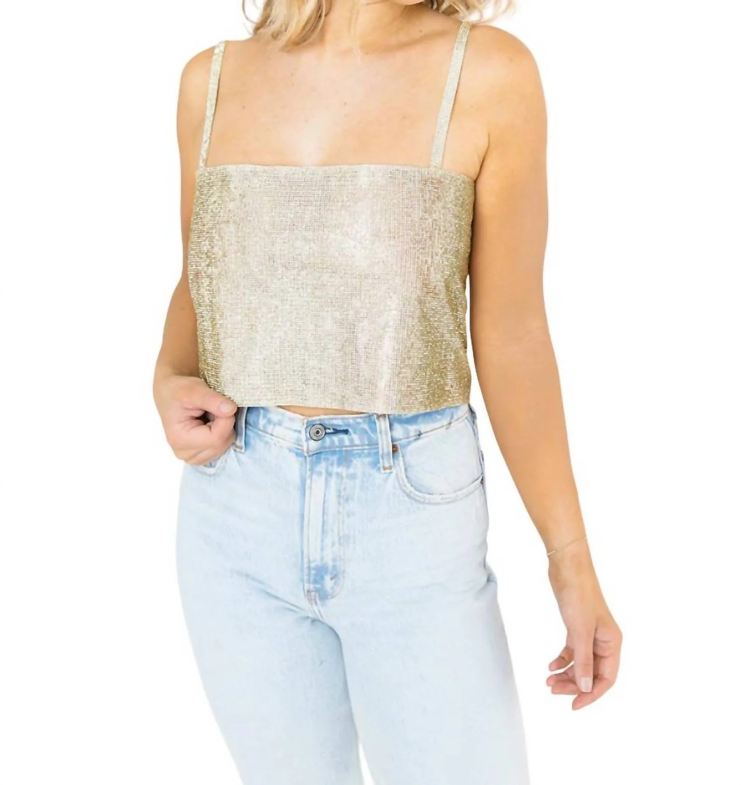 Girly Girl Rhinestone Crop Top In Gold | Shop Simon