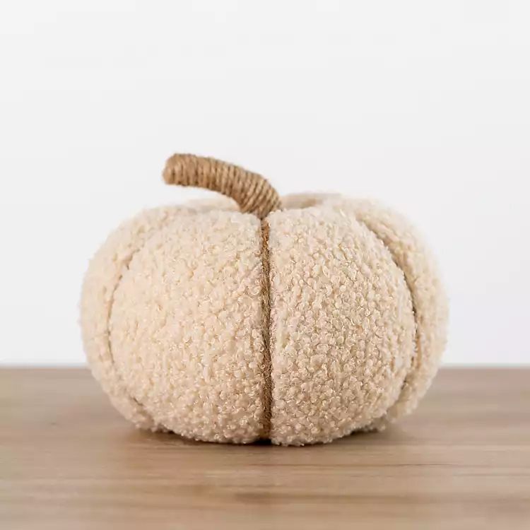 New! Cream Sherpa Harvest Plush Pumpkin, 4.5 in. | Kirkland's Home