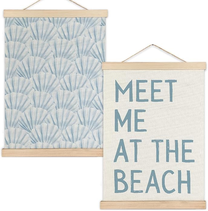 RYYCDOI Coastal Cowgirl Beach Room Decor Set of 2, Aesthetic Seashell Wall Decor, Blue Beach Deco... | Amazon (US)