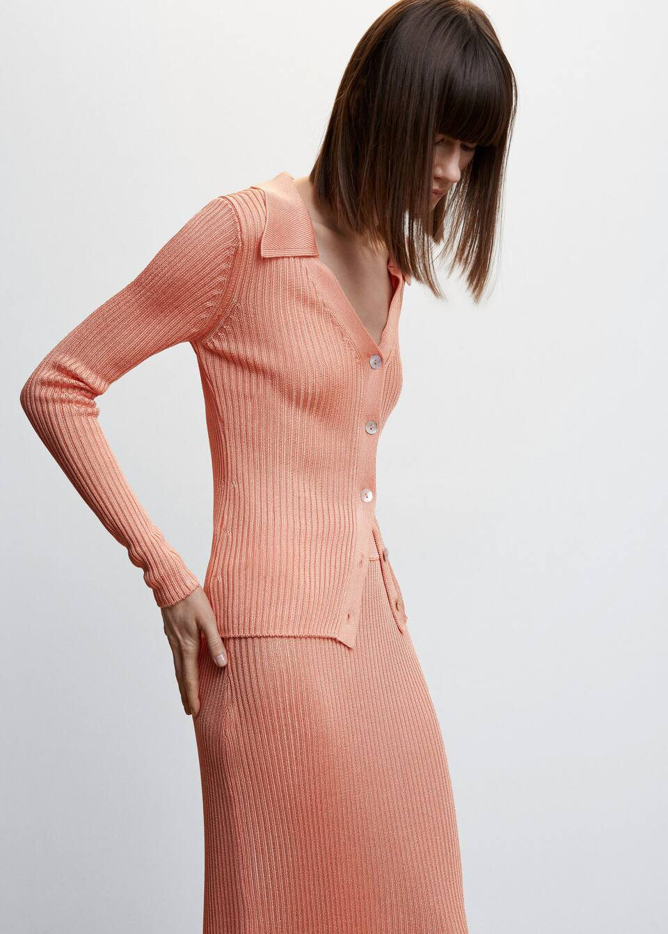 Polo-neck cardigan | MANGO (US)