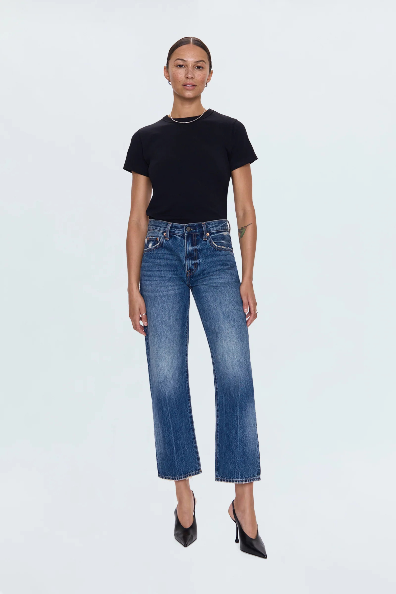 Lexi Mid Rise Bowed Straight Jean - Artisan | Pistola Denim