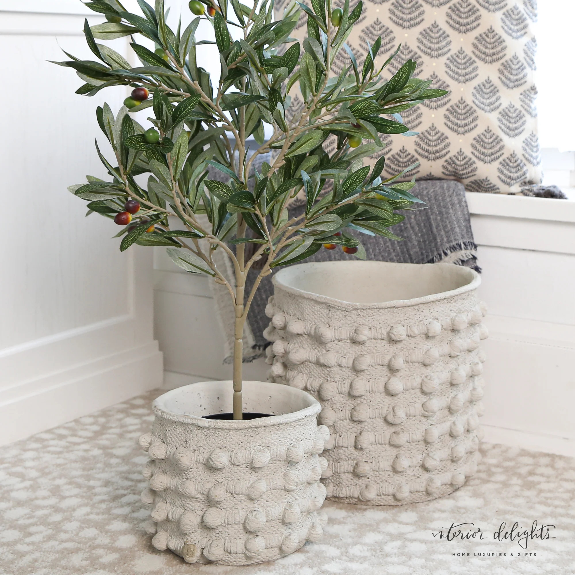 Cream Knot Planters- Set of 2 | Interior Delights
