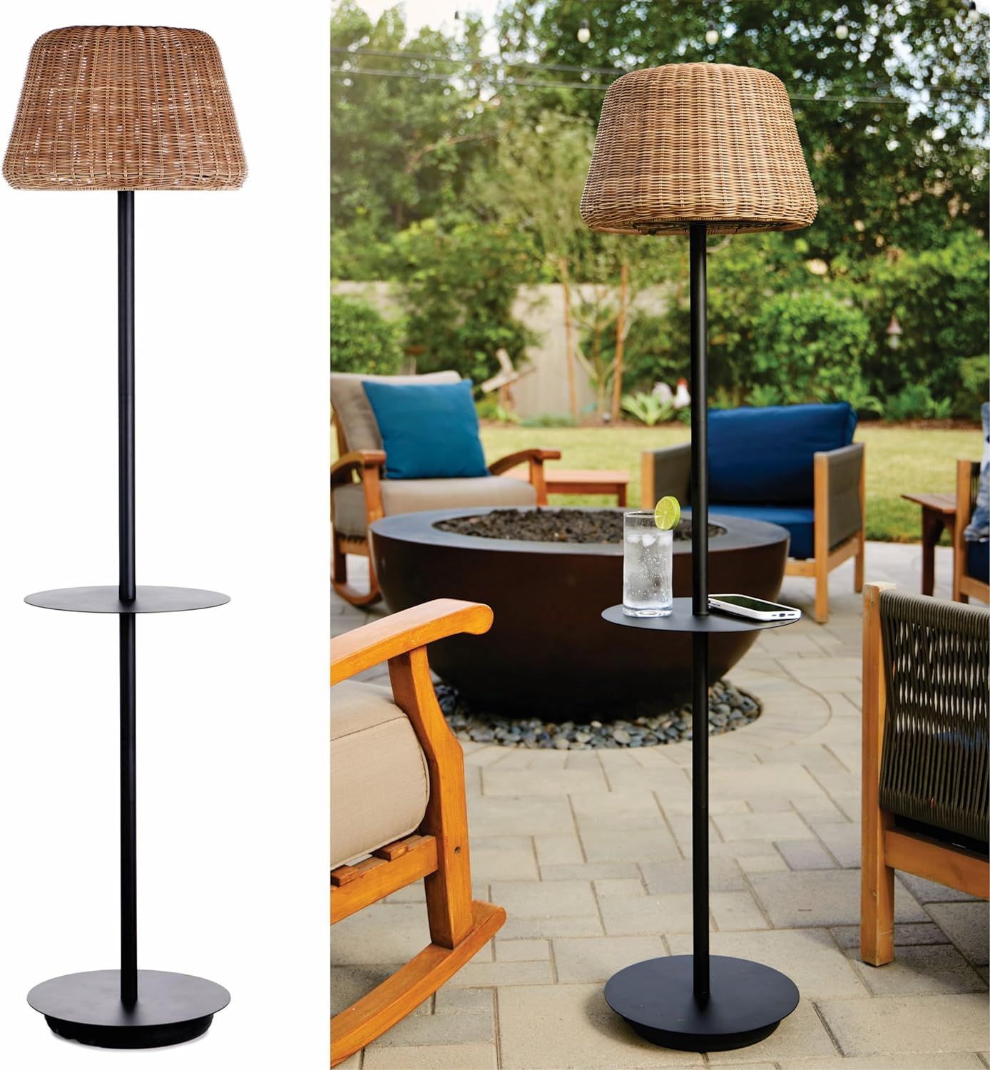 B&R Lighting Solar Outdoor Floor Lamp with Table - Cordless Outdoor Floor Lamp - Patio, Porch, Ga... | Amazon (US)