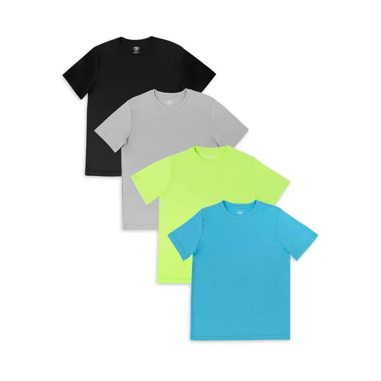 Athletic Works Boys' Active Solid Short Sleeve T-shirt, 4PK Bundle, Sizes 4-18 & Husky - Walmart.... | Walmart (US)
