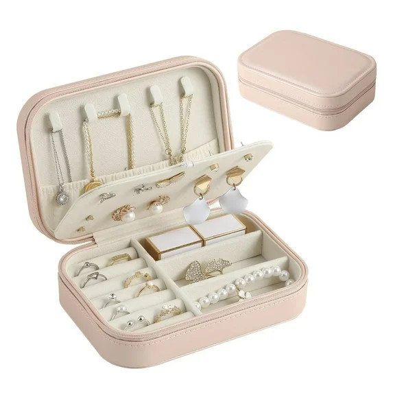 Casegrace Portable Jewelry Box With Zipper Lock Double-layered Organizer for Women Girls Elegant ... | Walmart (US)