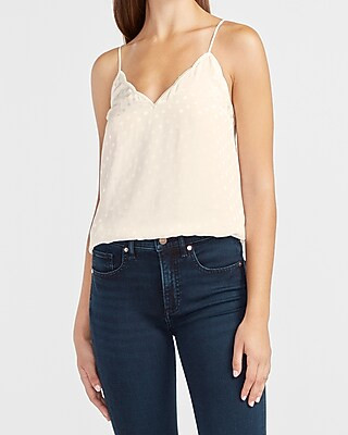Jacquard Polka Dot Scalloped Cami | Express