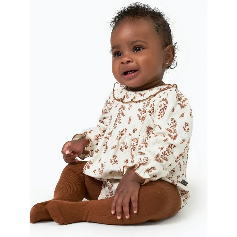 Modern Moments by Gerber Baby Girl Bubble Romper and Tights, 2-Piece Set, Sizes 0/3 Months - 24 M... | Walmart (US)
