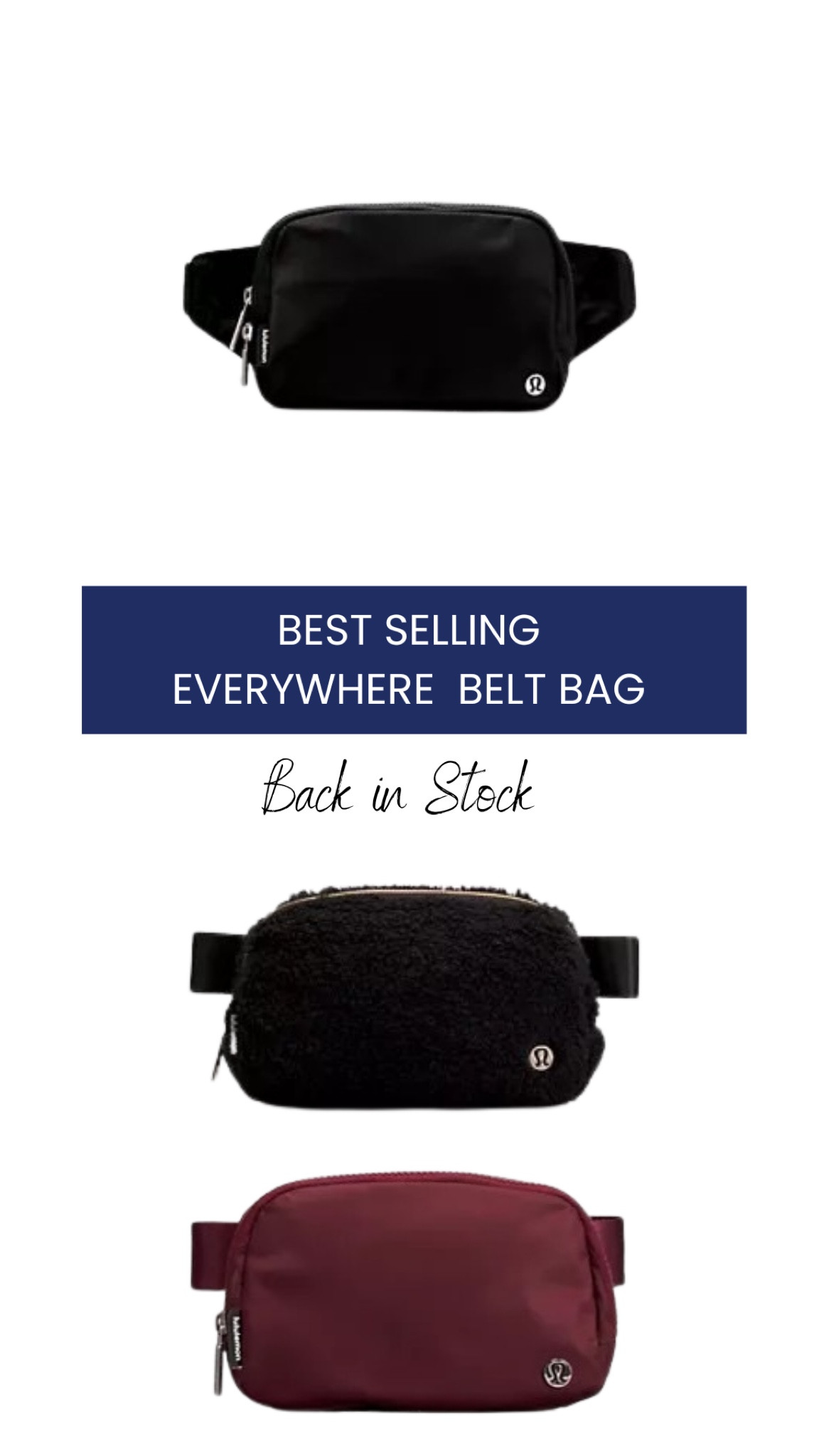 Back in stock the best selling Everywhere Belt Bag from LuLu 

#LTKHoliday #LTKunder50 #LTKitbag