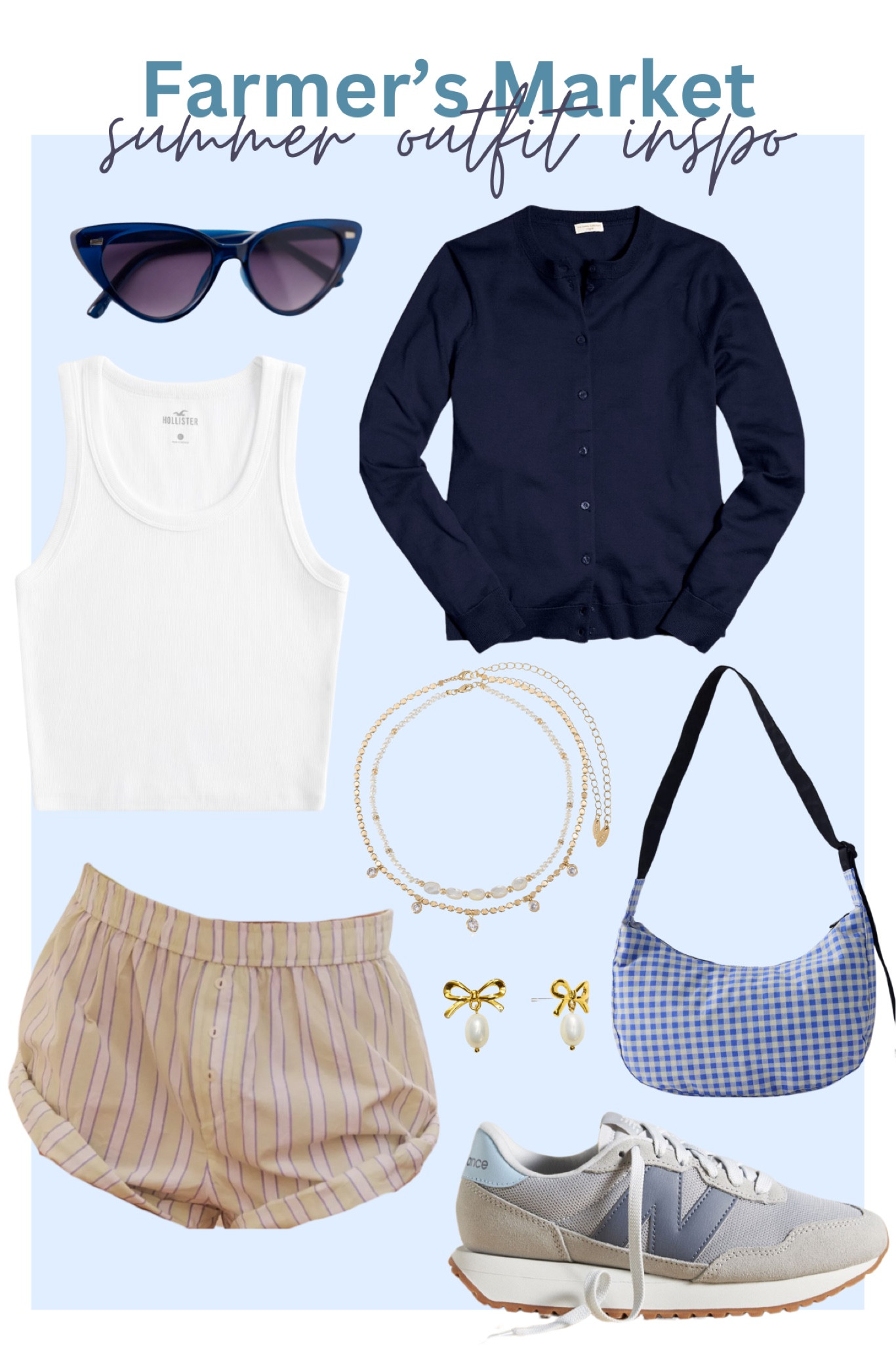 Farmers market summer outfit inspo early summer outfit it girl outfit cool girl outfit women boxer shorts cardigan draped over shoulders nylon bag

#LTKStyleTip #LTKFindsUnder100 #LTKFindsUnder50