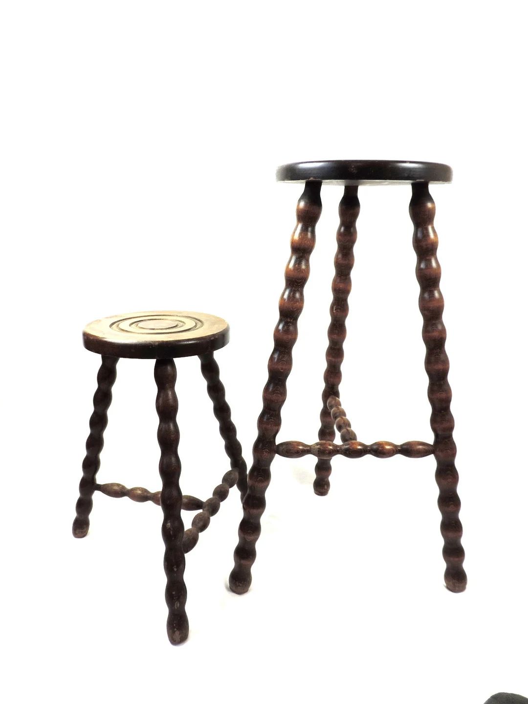 French Vintage Extra tall 28"1/2 Tripod Rustic stool, Oversized Three Legged Farm Stool, Wooden T... | Etsy (US)