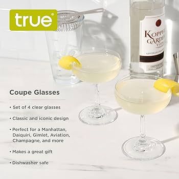 True Coupe Cocktail Glasses, Barware Drinking Glasses, Martini Daiquiri Manhattan, Coupe Glasses ... | Amazon (US)