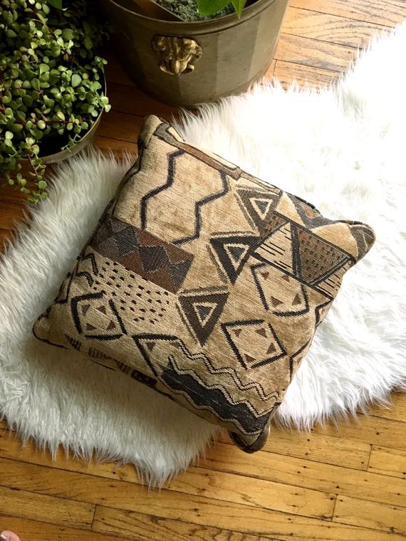 Boho Brown and Black Kilim Style Tribal Loomed Woven Decorative Throw Pillow | Etsy (US)
