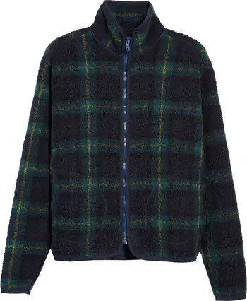 Drake's Plaid Bouclé Fleece Zip Jacket | Nordstrom | Nordstrom
