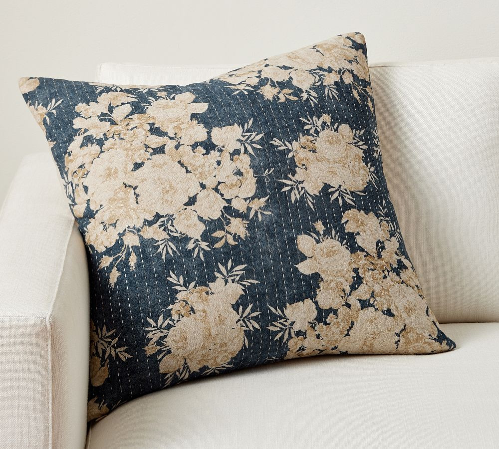 Zenia Floral Quilted Pillow | Pottery Barn (US)
