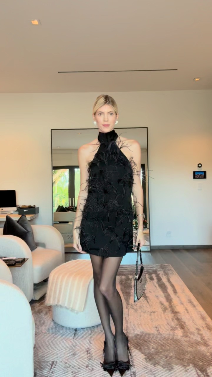 A feathered LBD screams holiday to me! 

 #LTKHoliday #LTKSeasonal #LTKStyleTip