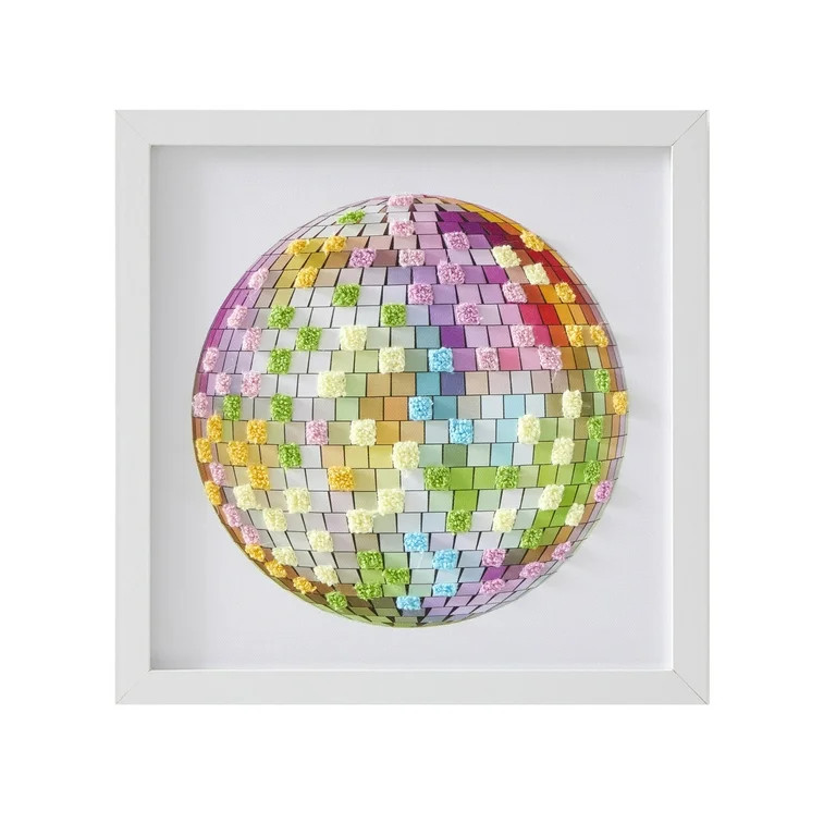 Mainstays Multicolor Textured Disco Plastic Framed Wall Art, 10" L x 10" W | Walmart (US)