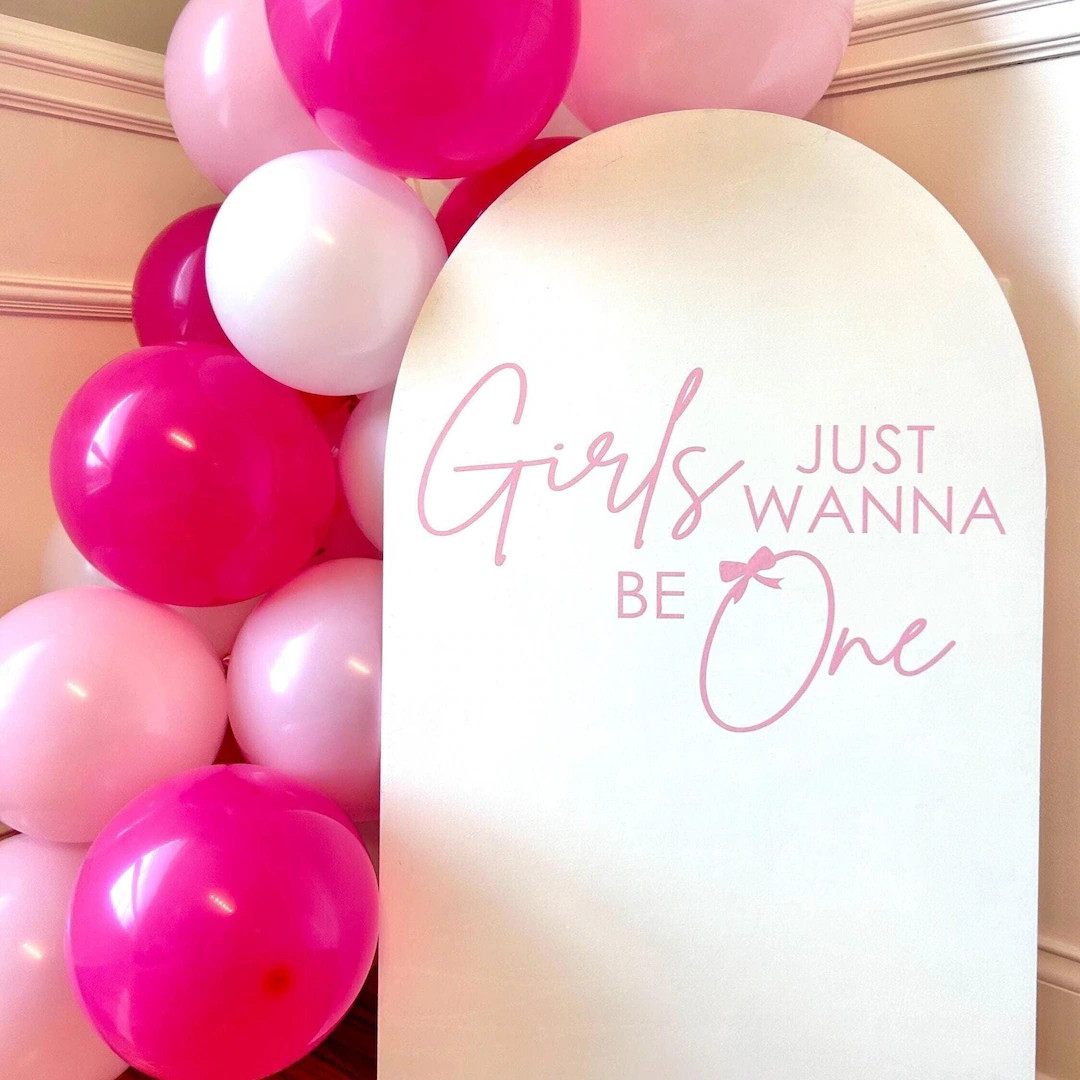 Girls Just Wanna Be One Decal for Backdrop Sign Coquette Bow Decal Girls First Birthday Party Vin... | Etsy (US)