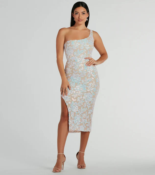 Beckie Formal Sequin Lace-Up Midi Dress | Windsor Stores