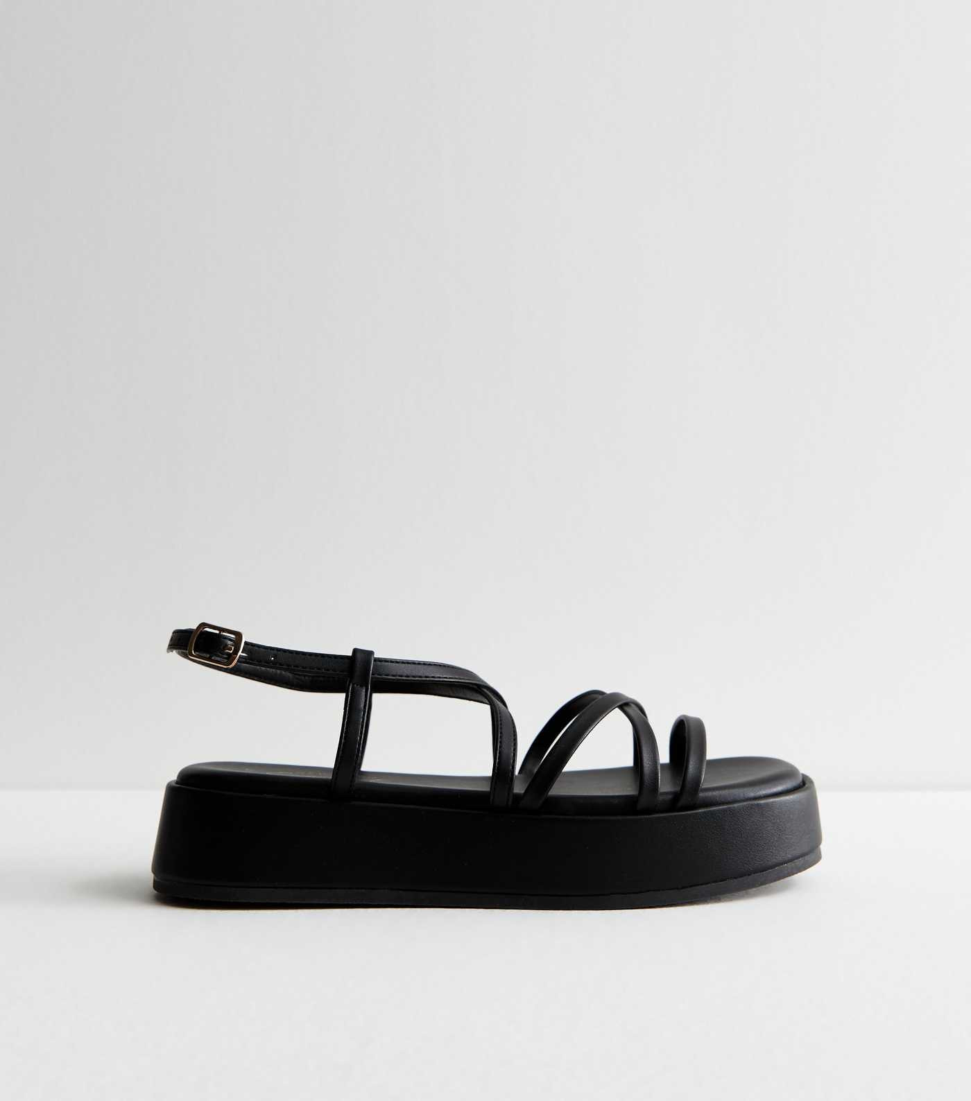 Black Multi Strap Flatform Sandals | New Look | New Look (UK)