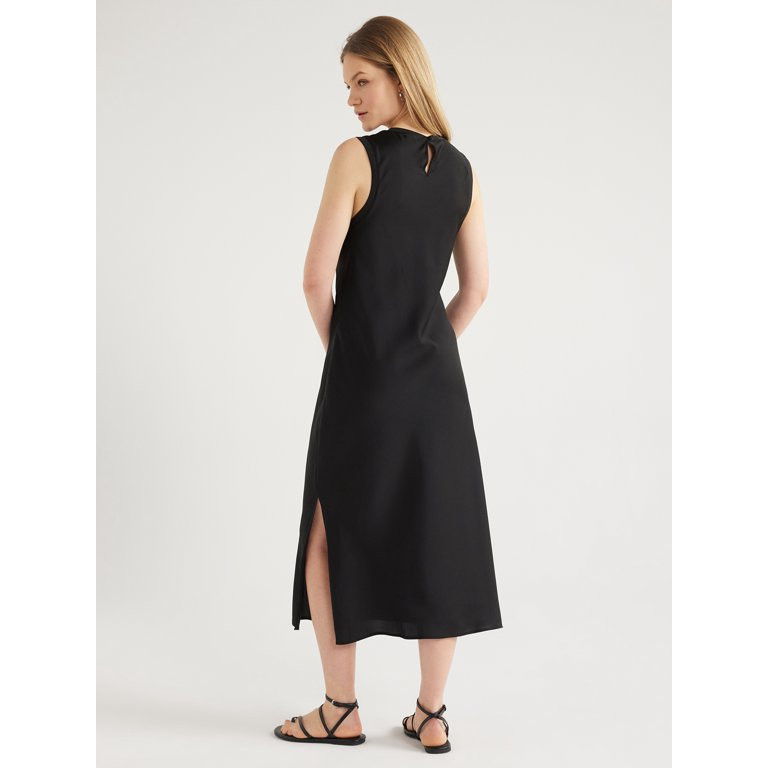 Scoop Women's Sleeveless Satin Midi Tank Dress, Sizes XS-XXL | Walmart (US)