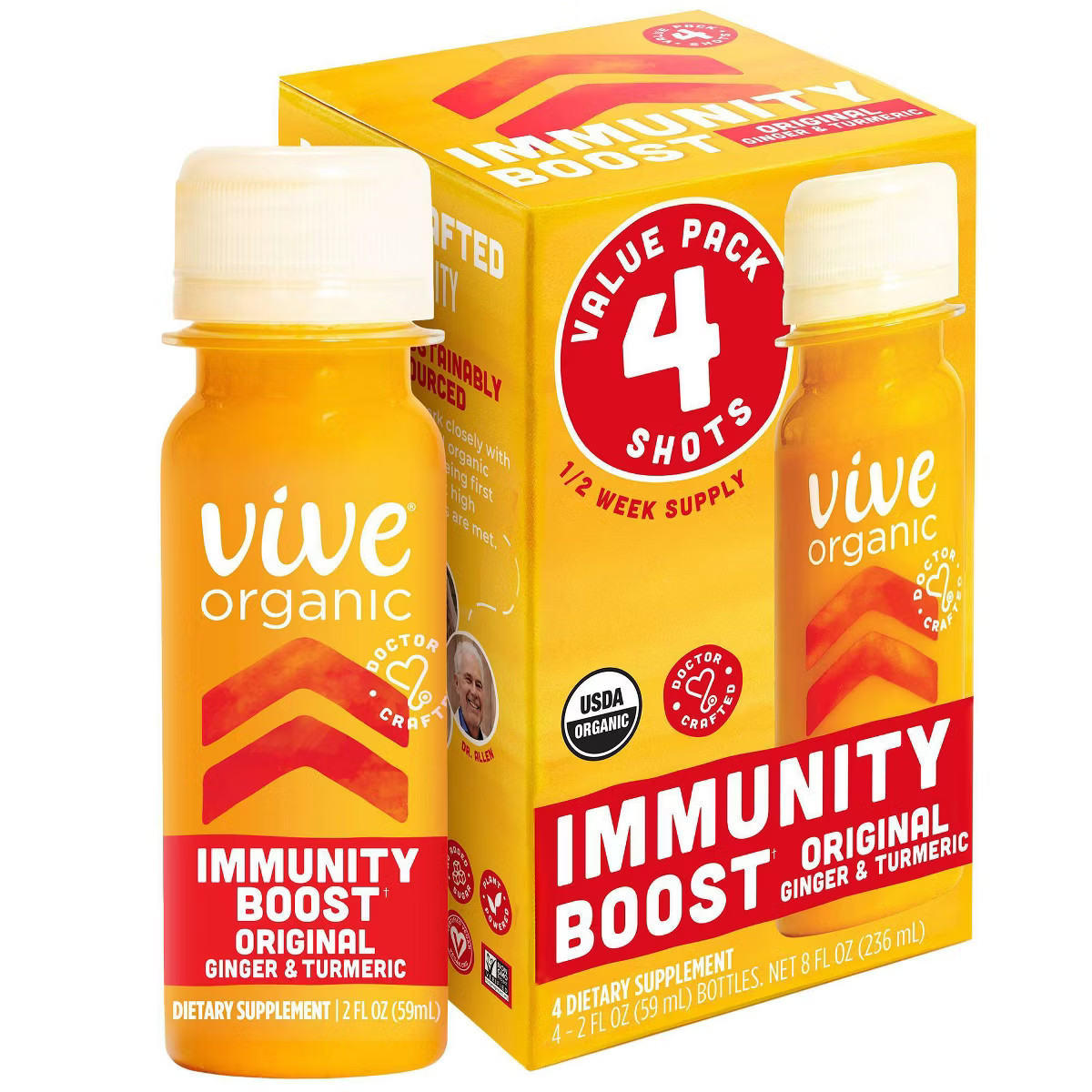 Vive Organic Immunity Boost Original Ginger & Turmeric Shot - 4ct/2 fl oz | Target