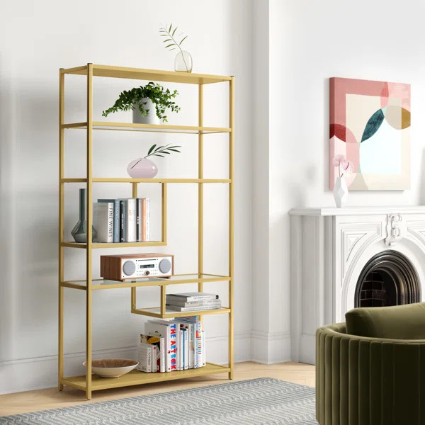 Lilyana 72" H x 40" W Steel Geometric Bookcase | Wayfair North America