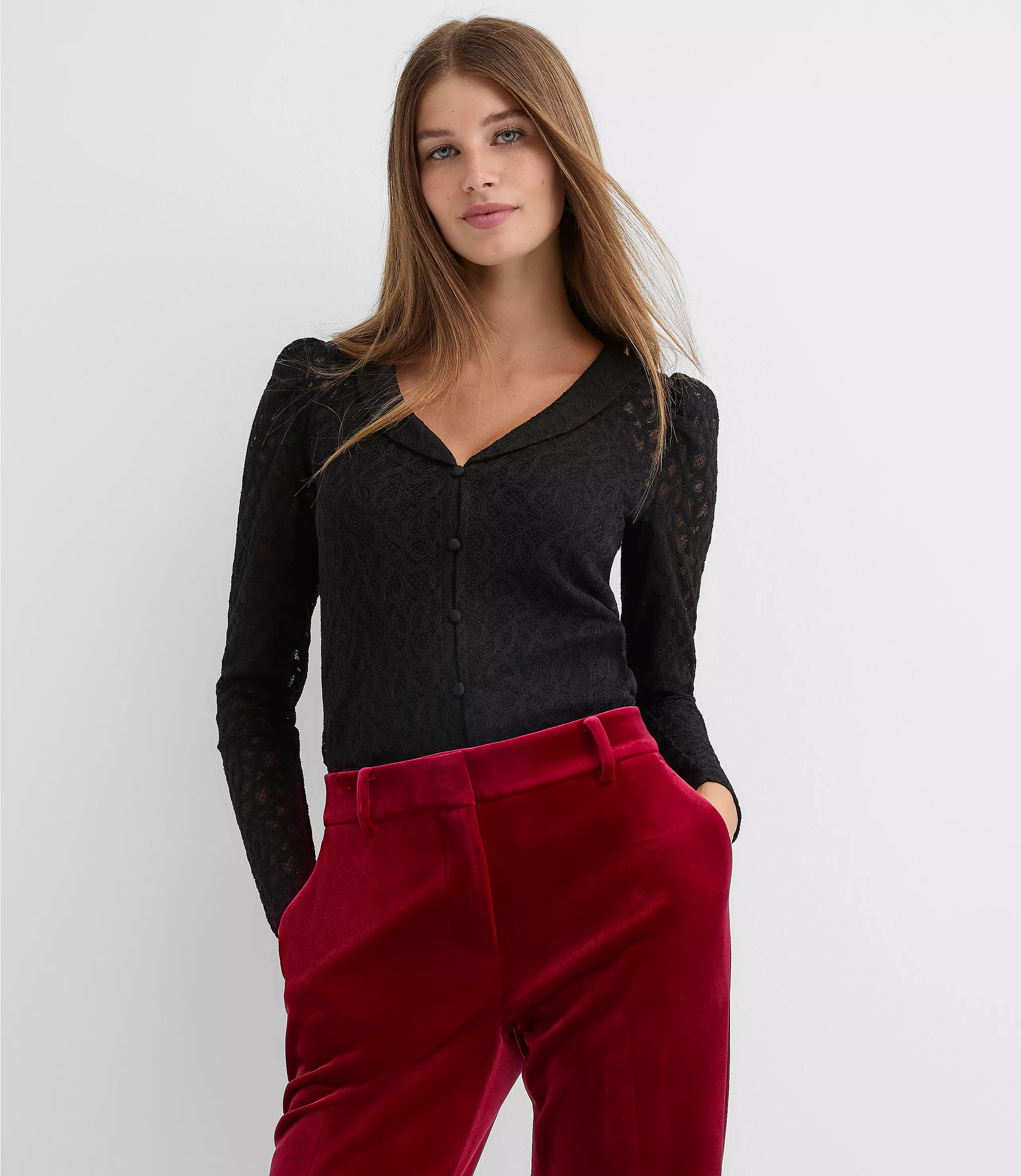 Lace Shawl Cardigan Top | LOFT