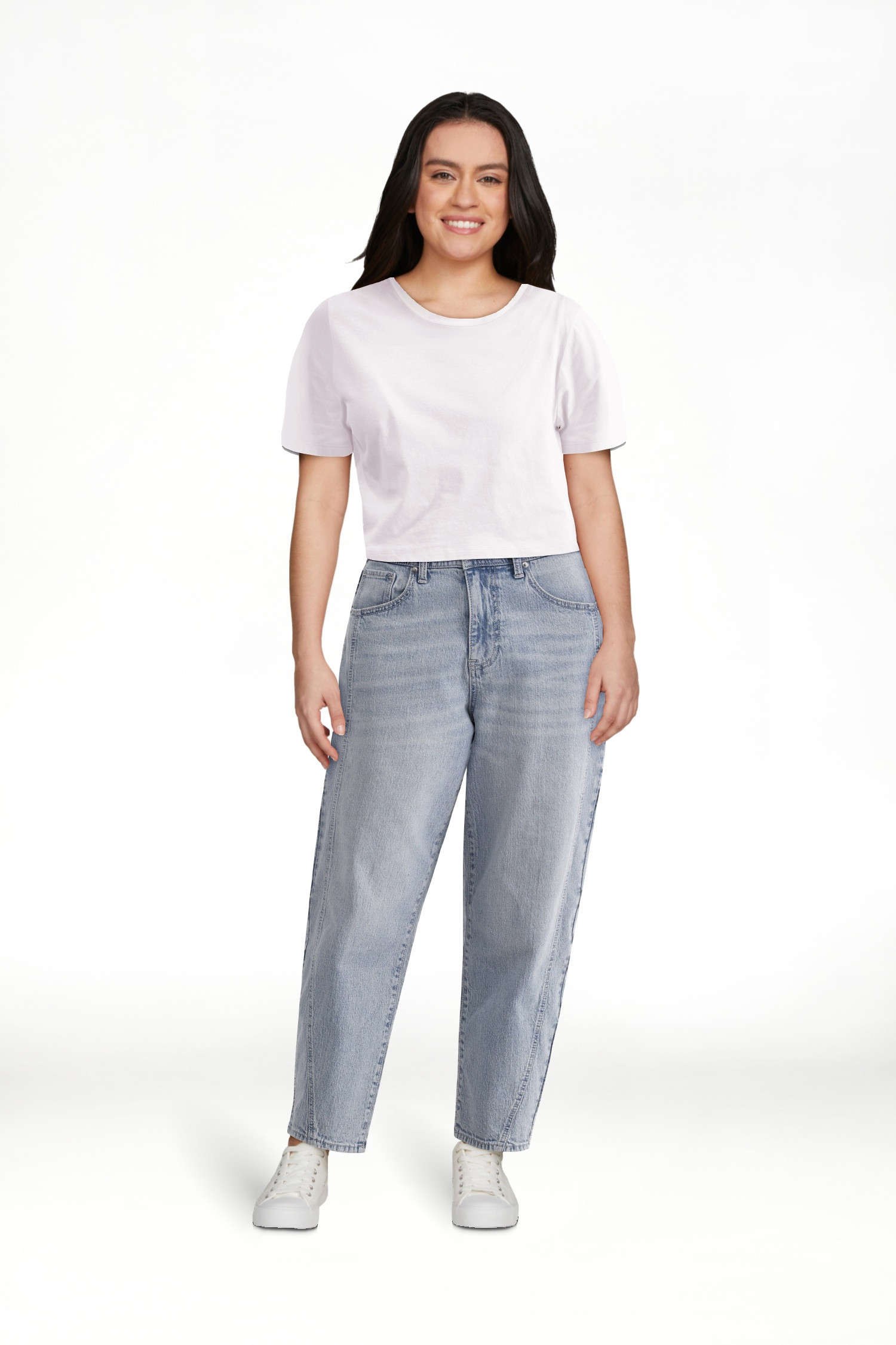 No Boundaries Cropped Boxy Cotton Tee with Short Sleeves, Women's | Walmart (US)