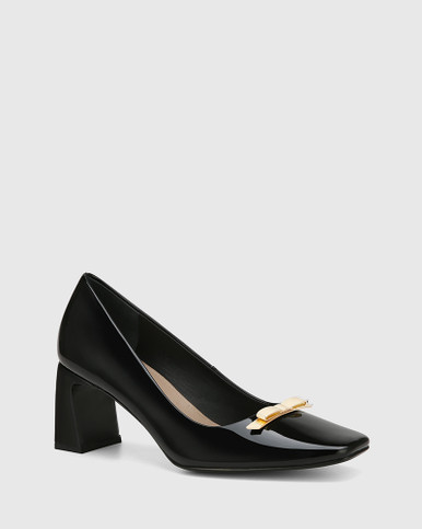 Octavia Black Box Leather Block Heel Pump | Wittner
