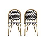 Christopher Knight Home 313257 Anastasia Outdoor French Bistro Chair (Set of 2), Black + White + Bam | Amazon (US)