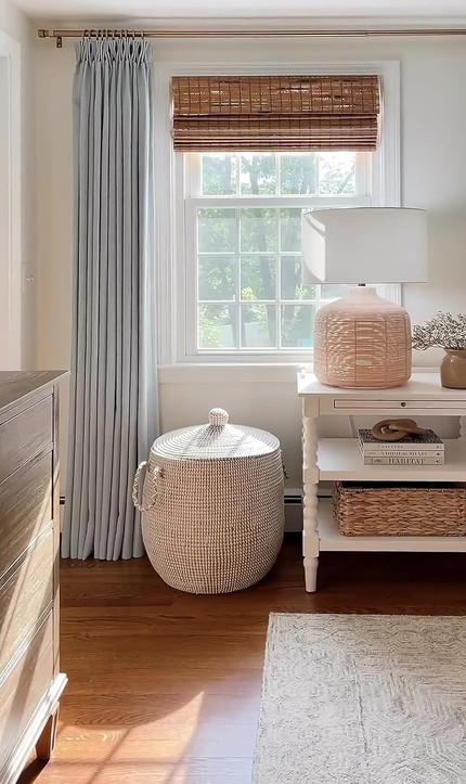 Blue Gray Linen Textured Cotton Pinch Pleat Drape