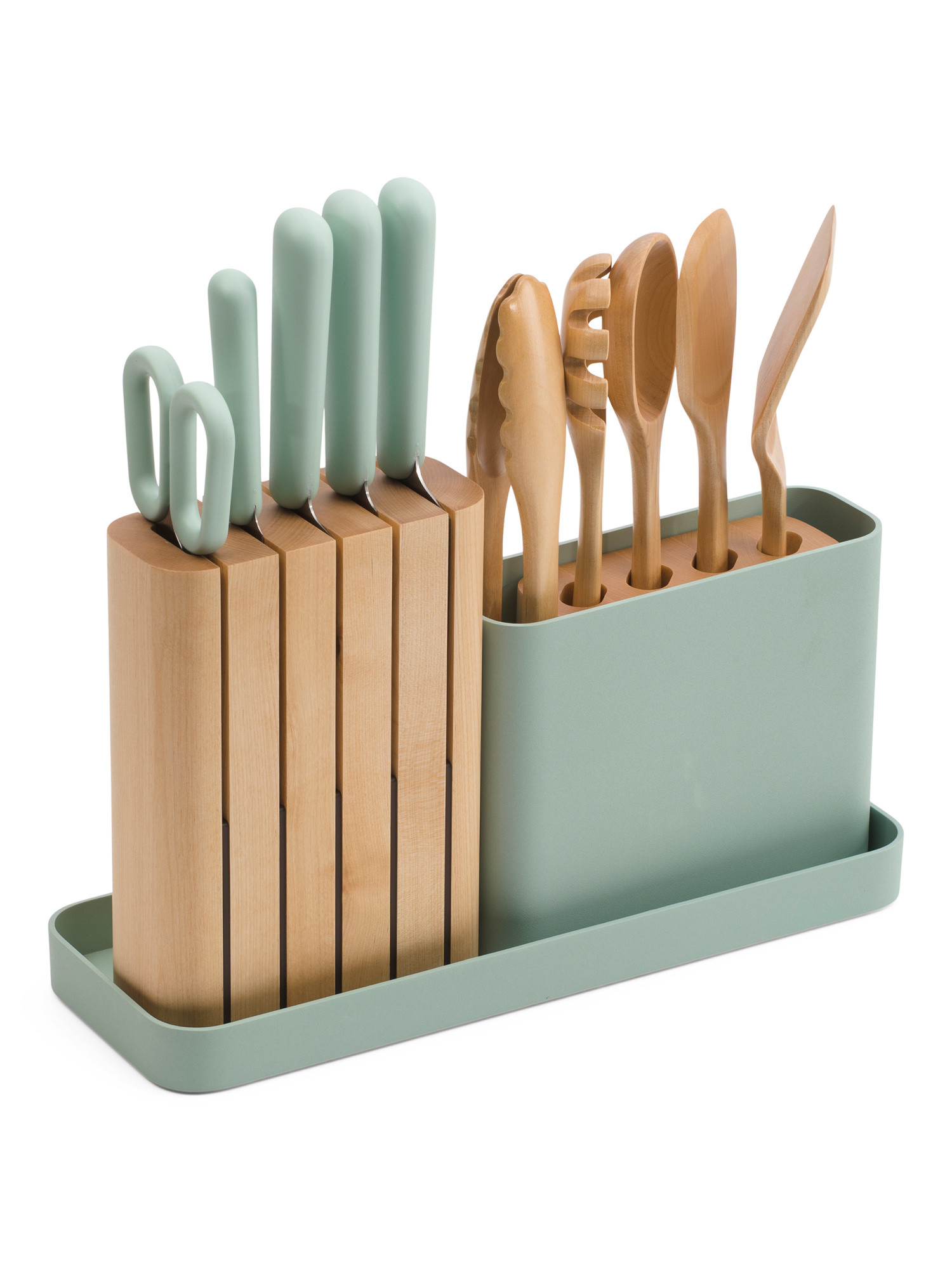 14pc Stainless Steel And Birch Kitchen Prep Set | TJ Maxx