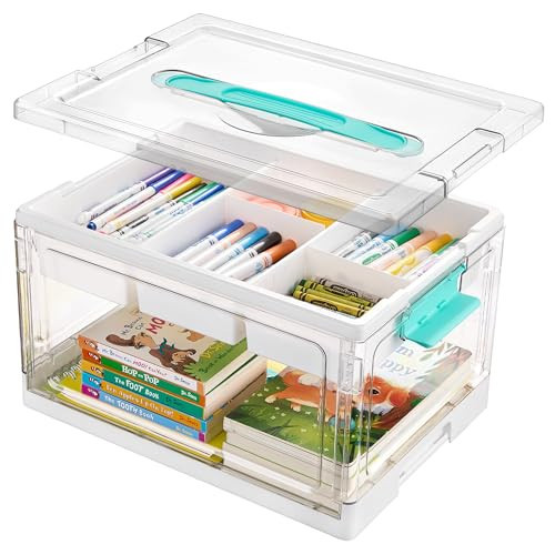 Vtopmart 24 QT Clear Craft Organizer with Removable Tray & Dividers, 1 Pack | Amazon (US)